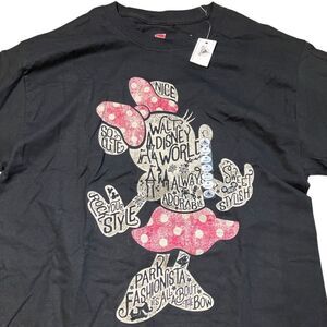 Disney Parks T-Shirt Womens M Black Minnie Mouse Bow Polka Dot